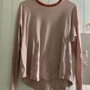 Aerie real orange and cream striped loose fitting long sleeve